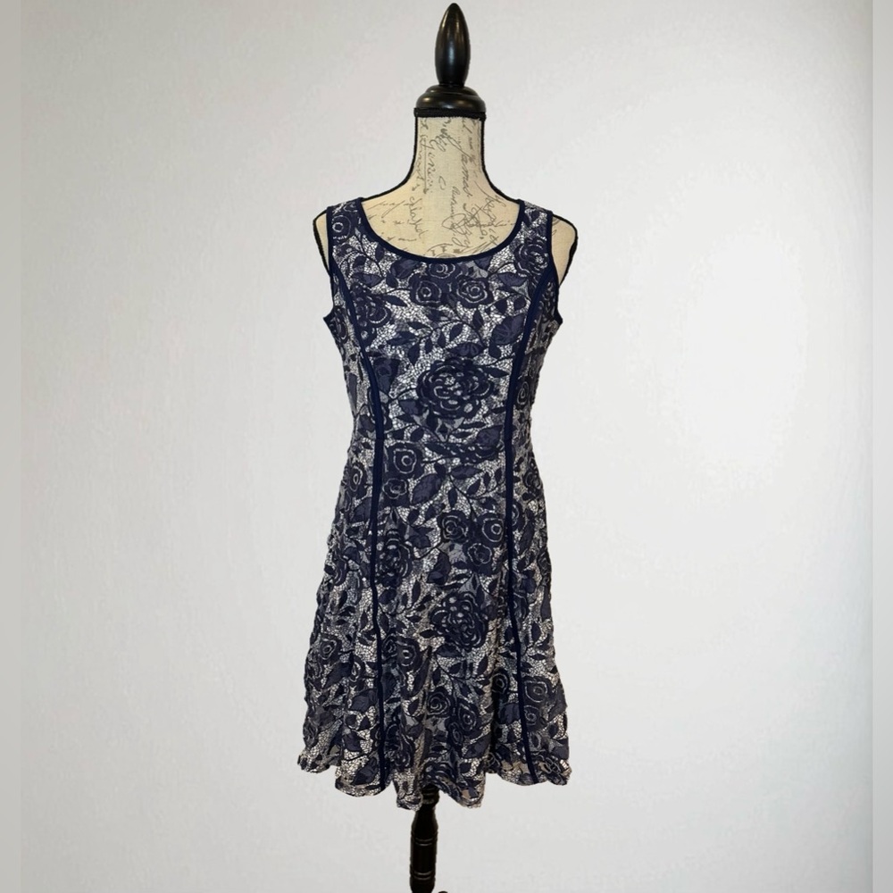 Dress Barn Navy and White Floral Mini Dress